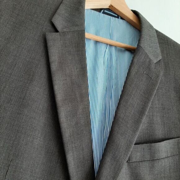 TOMMY HILFIGER 100% Wool Blazer Jacket Pin-Stripe Gray Men's Sz 42 L - Picture 7 of 14
